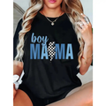 "Boy Mama" Retro Checkered T-Shirt