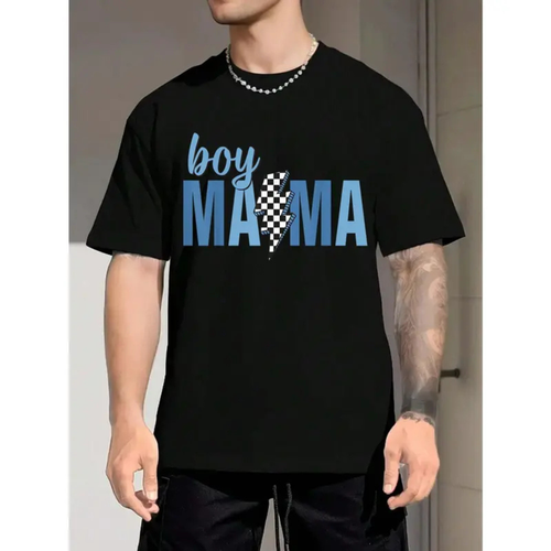 "Boy Mama" Retro Checkered T-Shirt